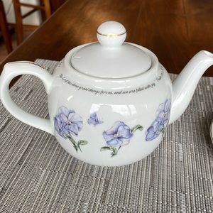 Dayspring purple pansy tea set